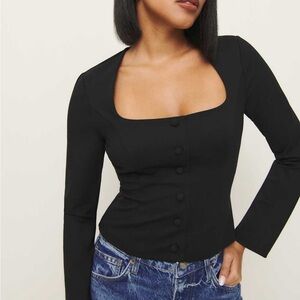 Reformation Vivienne Knit Top Black - Size XS